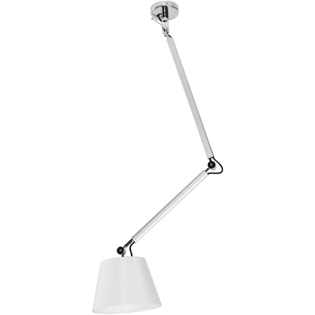 Silver with White Fabric Shade Adjustable Arm Pendant - LV LIGHTING