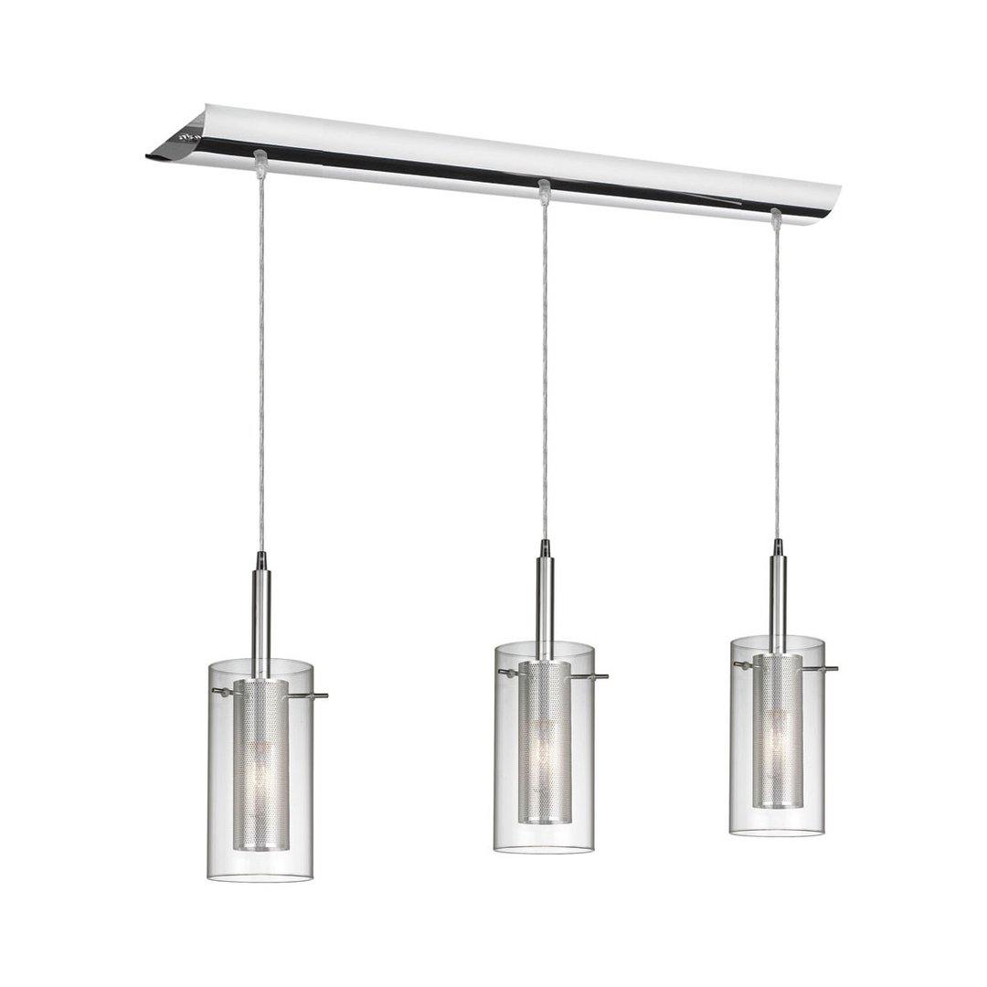 Polished Chrome with Clear Glass and Mesh Linear Pendant - LV LIGHTING