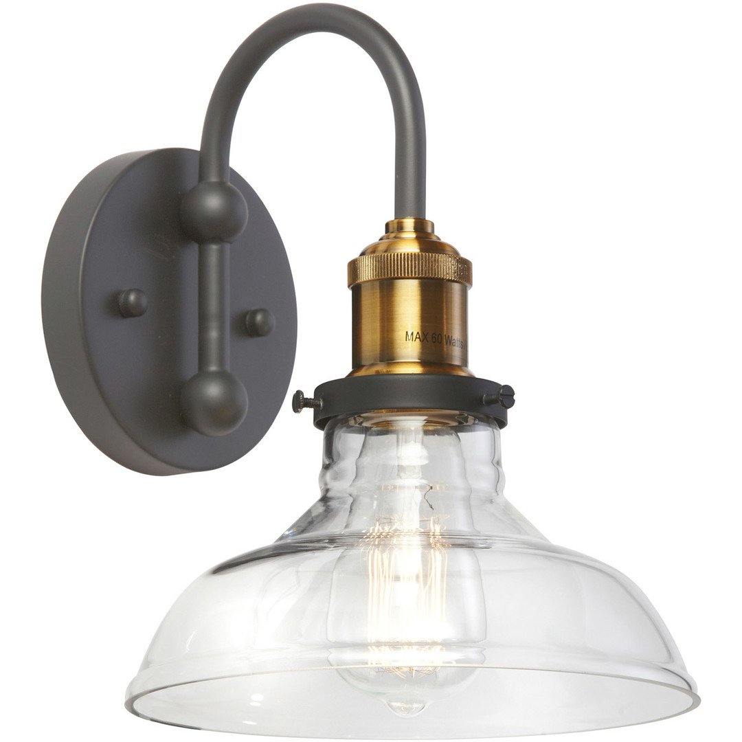 Black with Antique Brass with Clear Glass Wall Sconce - LV LIGHTING