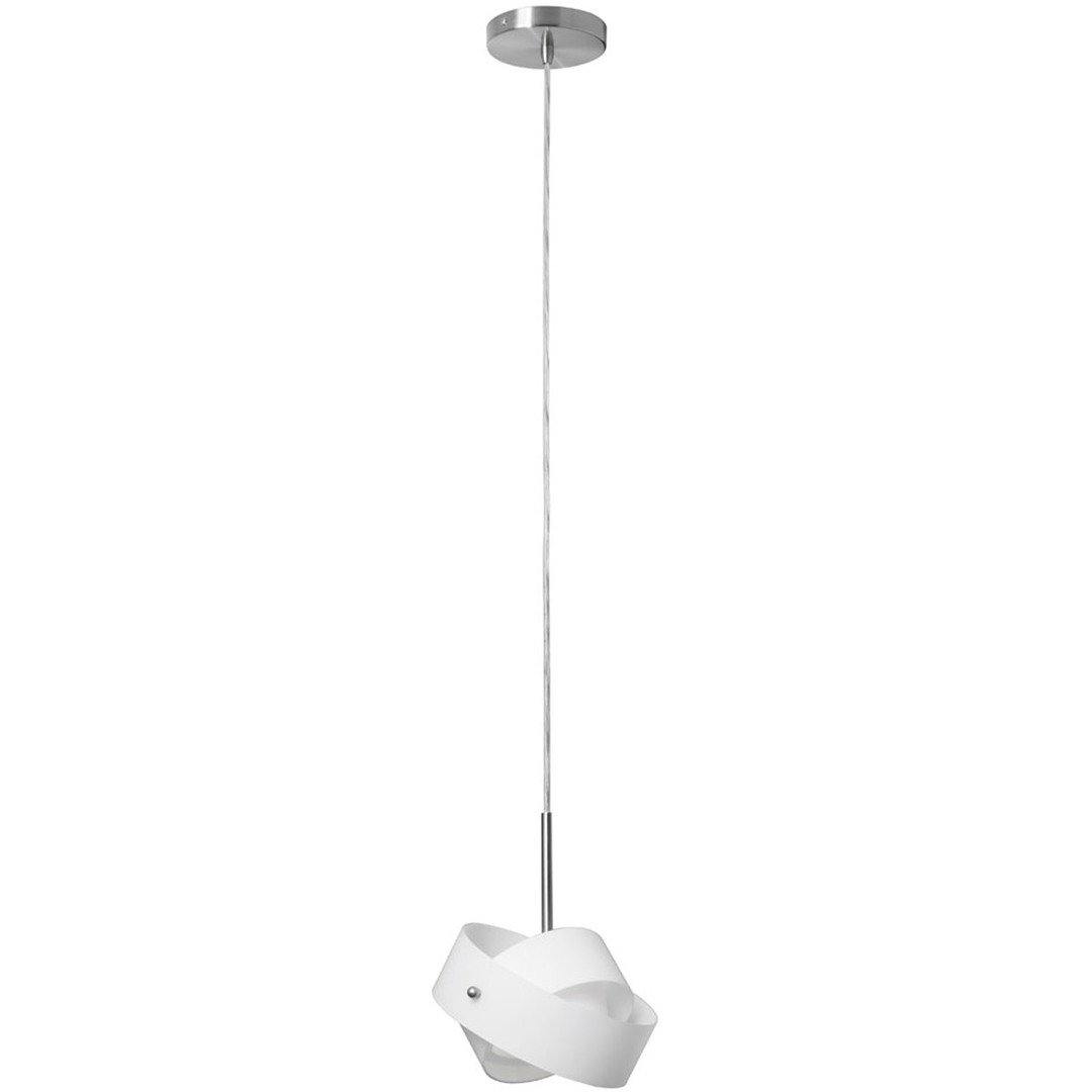 Satin Chrome with White Band Shade Mini Pendant - LV LIGHTING