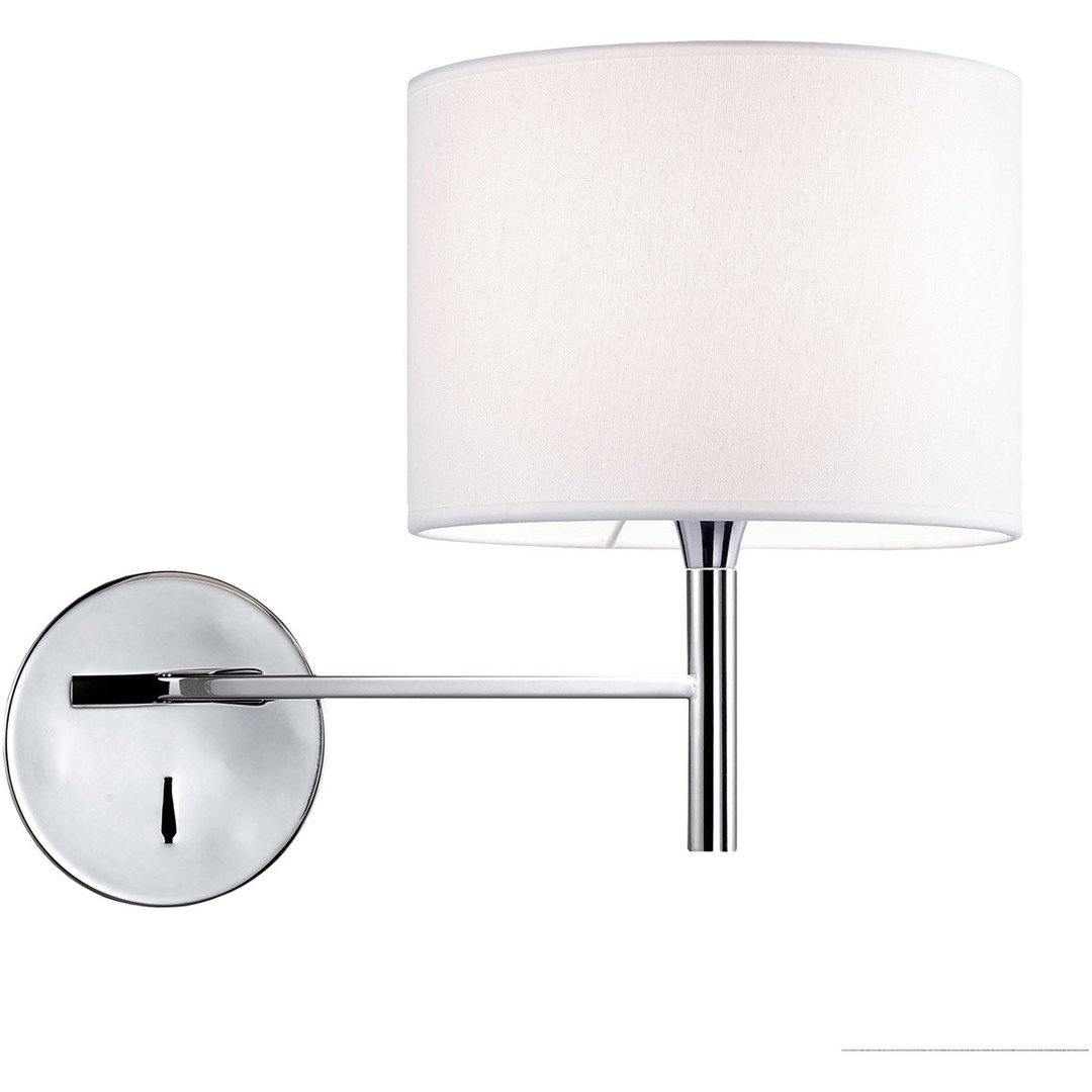 Polished Chrome with Round White Fabric Shade Wall Sconce - LV LIGHTING