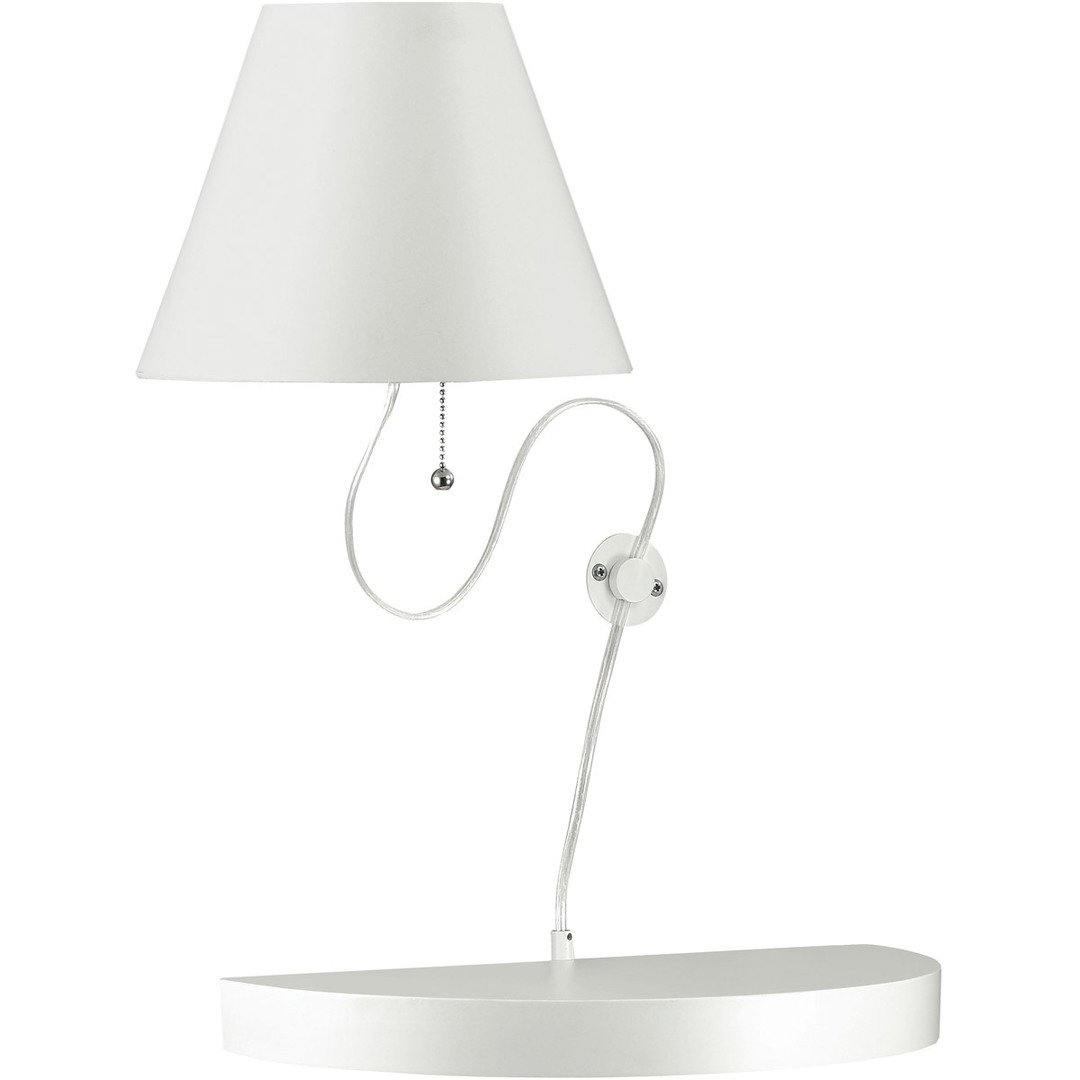 Matte White Shelf with Fabric Shade Wall Sconce - LV LIGHTING