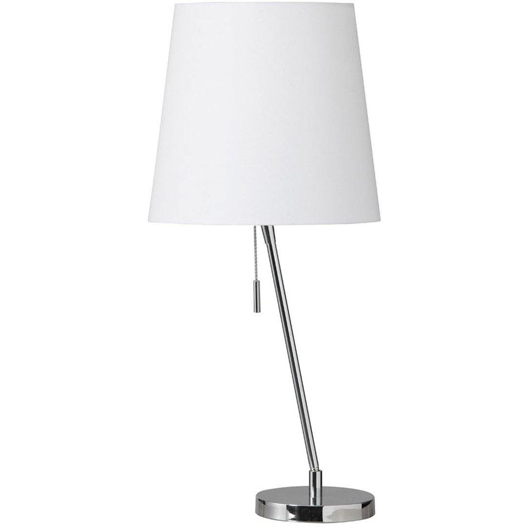 Polished Chrome with White Fabric Shade Table Lamp - LV LIGHTING