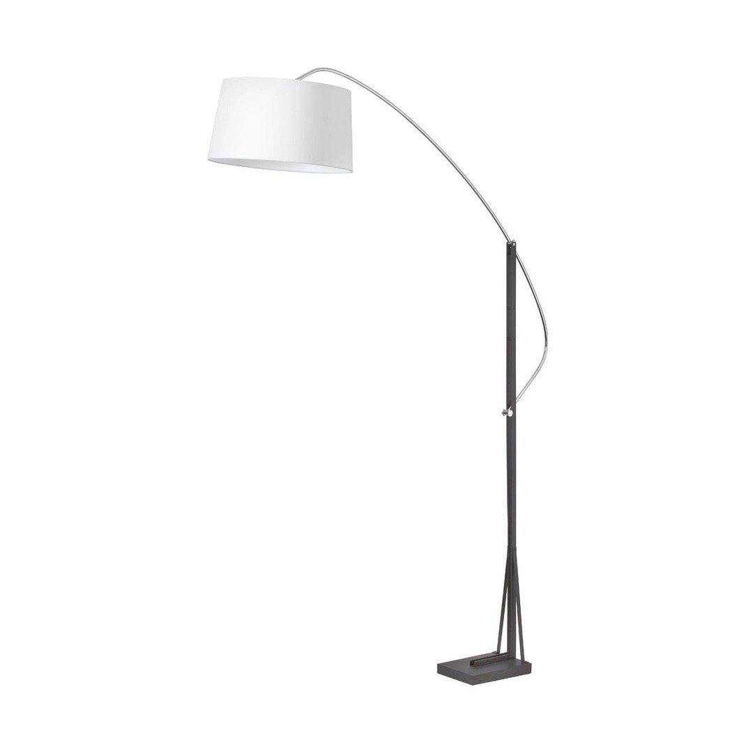 Polished Chrome and Matte Black with White Fabric Shade Floor Lamp - LV LIGHTING