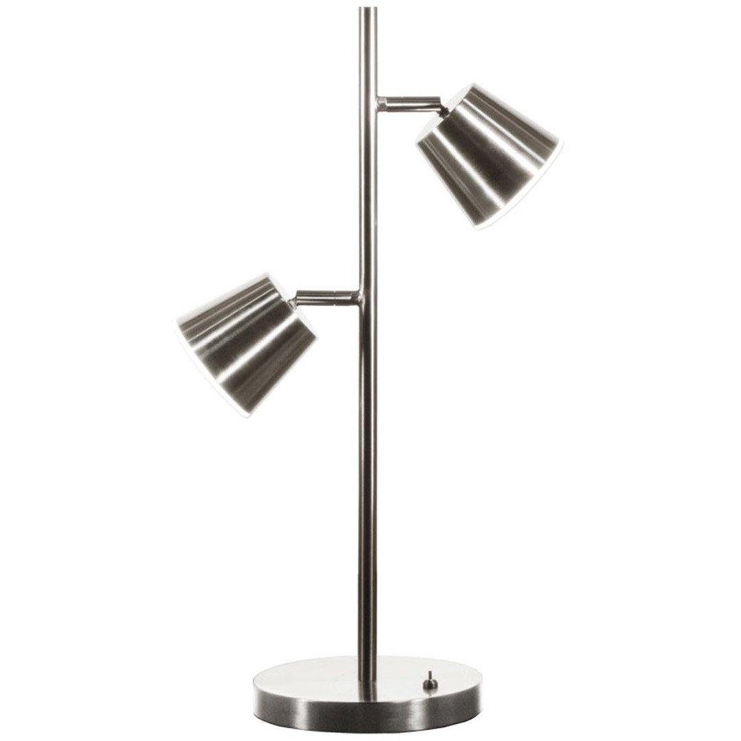 LED Satin Chrome Double Light Table Lamp - LV LIGHTING