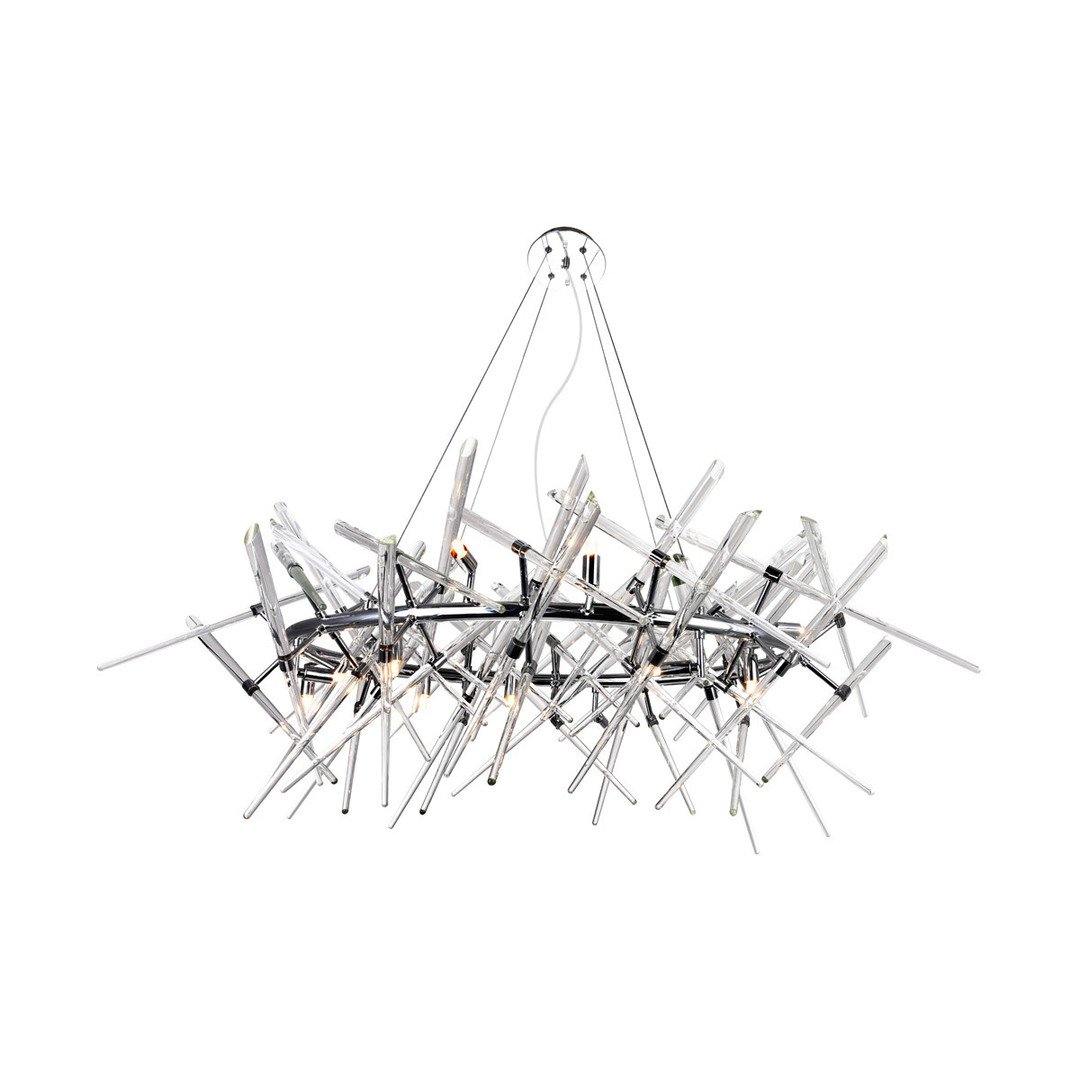 Chrome with Clear Icicle Oval chandelier - LV LIGHTING