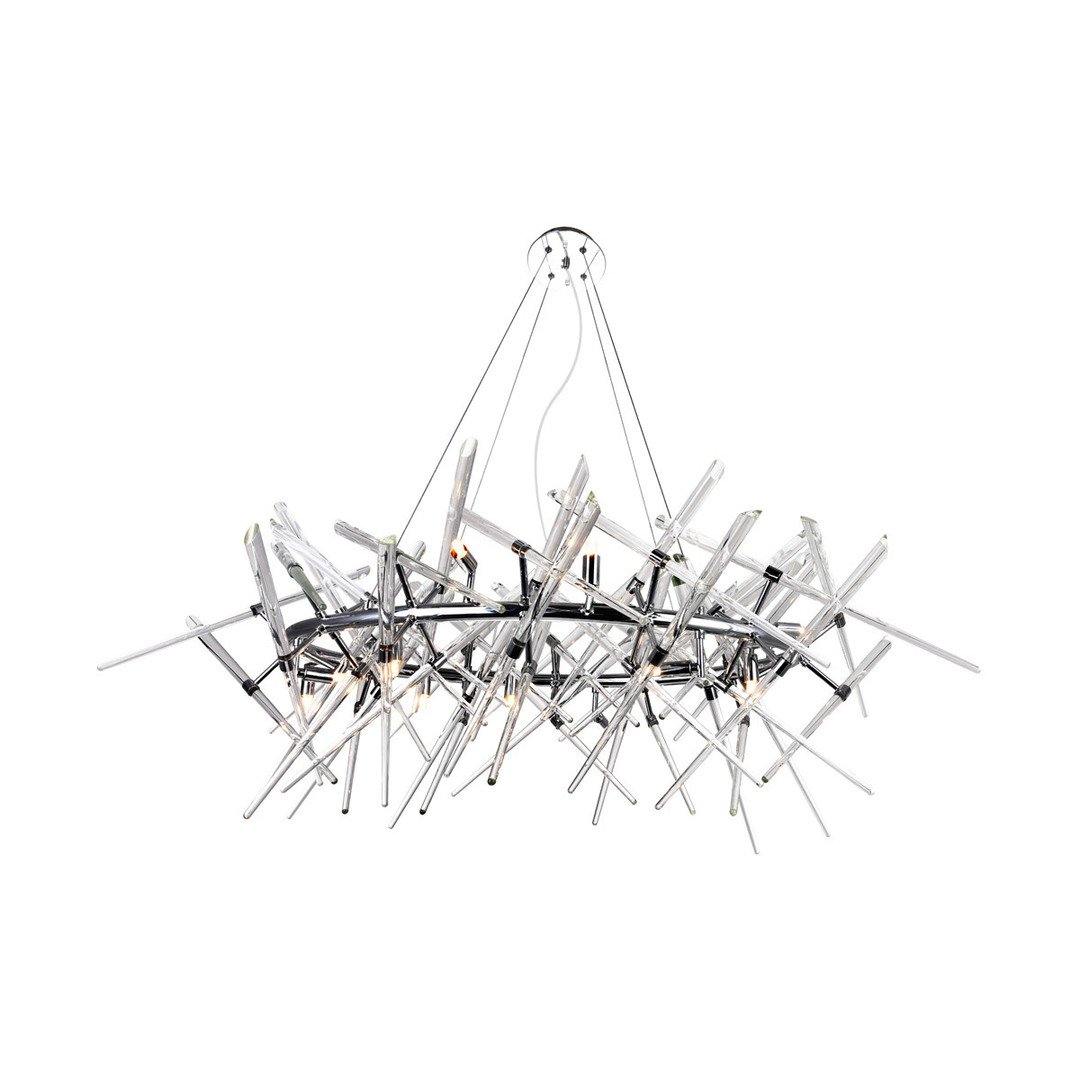 Chrome with Clear Icicle Oval chandelier - LV LIGHTING