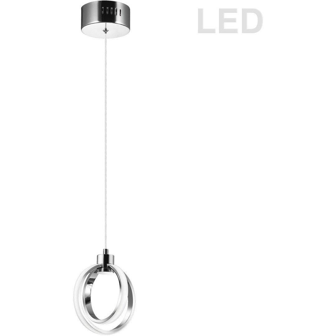 Polished Chrome with White Diffuser Double Ring Pendant - LV LIGHTING