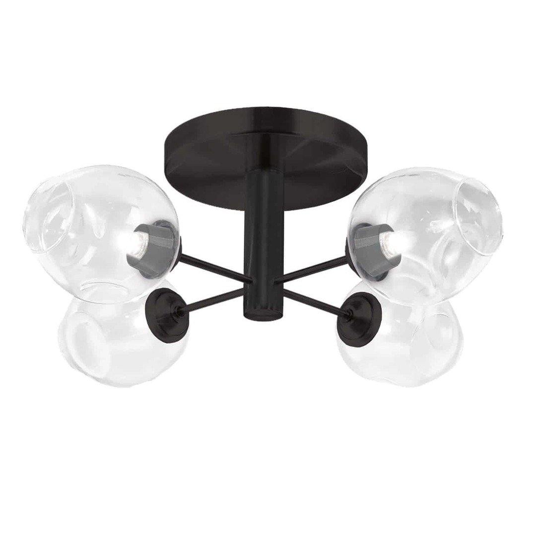 Steel with Clear Glass Shade Flush Mount - LV LIGHTING