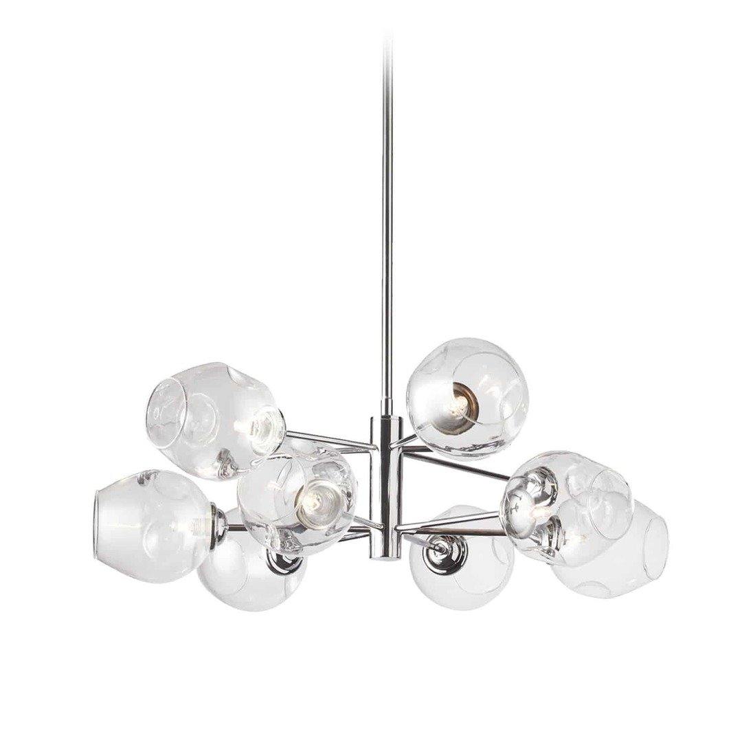 Steel with Open Glass Shade Chandelier - LV LIGHTING