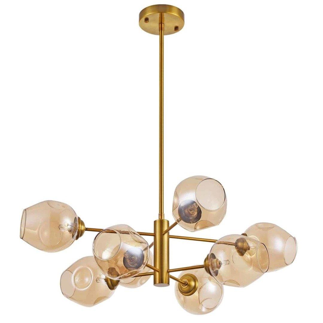 Steel with Open Glass Shade Chandelier - LV LIGHTING