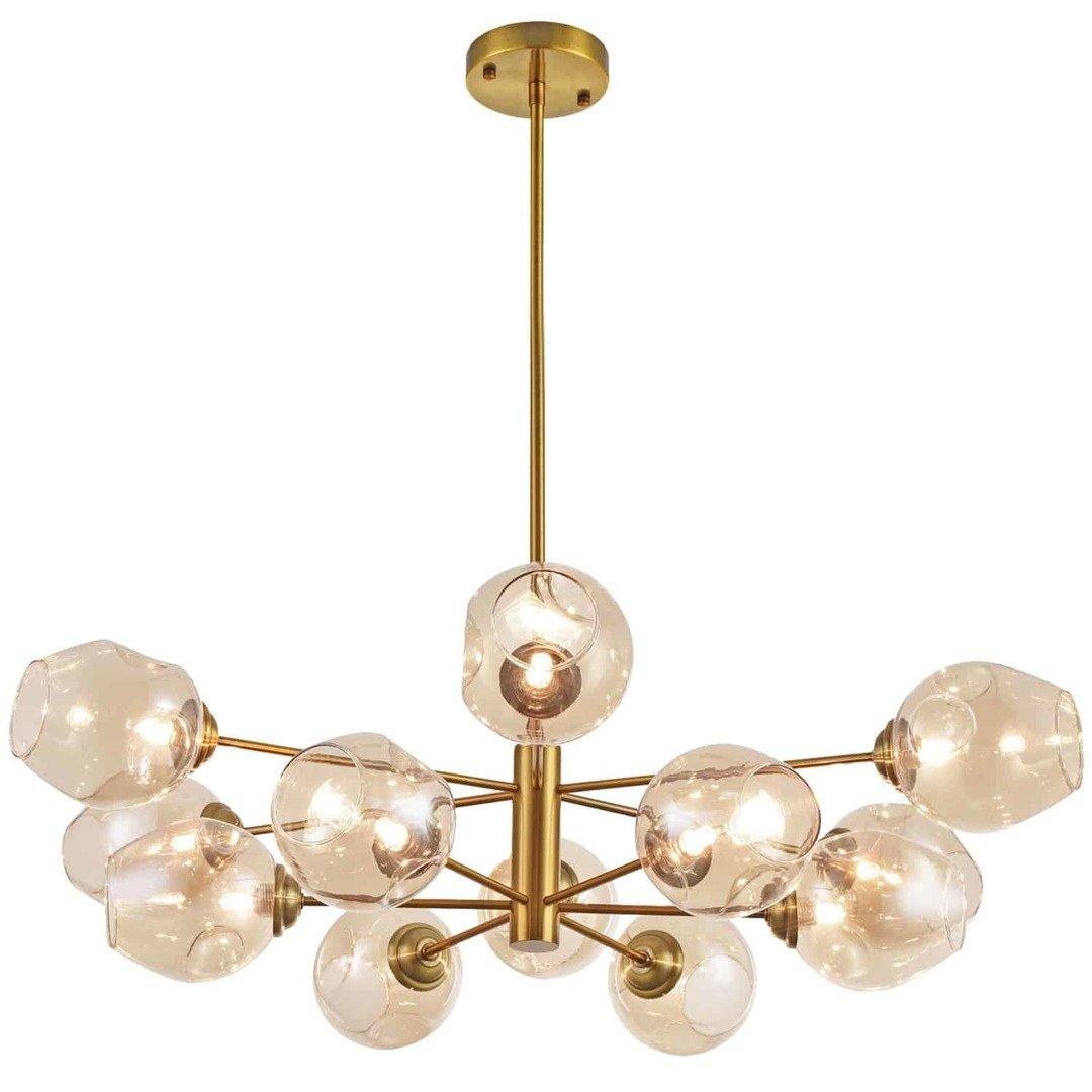 Steel with Open Glass Shade Chandelier - LV LIGHTING