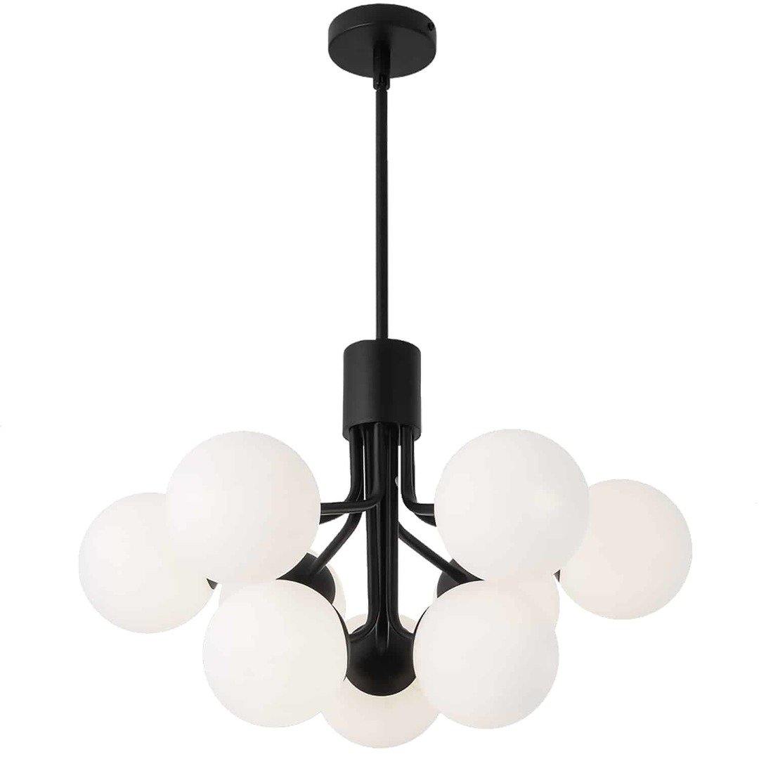 Steel with Frosted Glass Globe Chandelier - LV LIGHTING