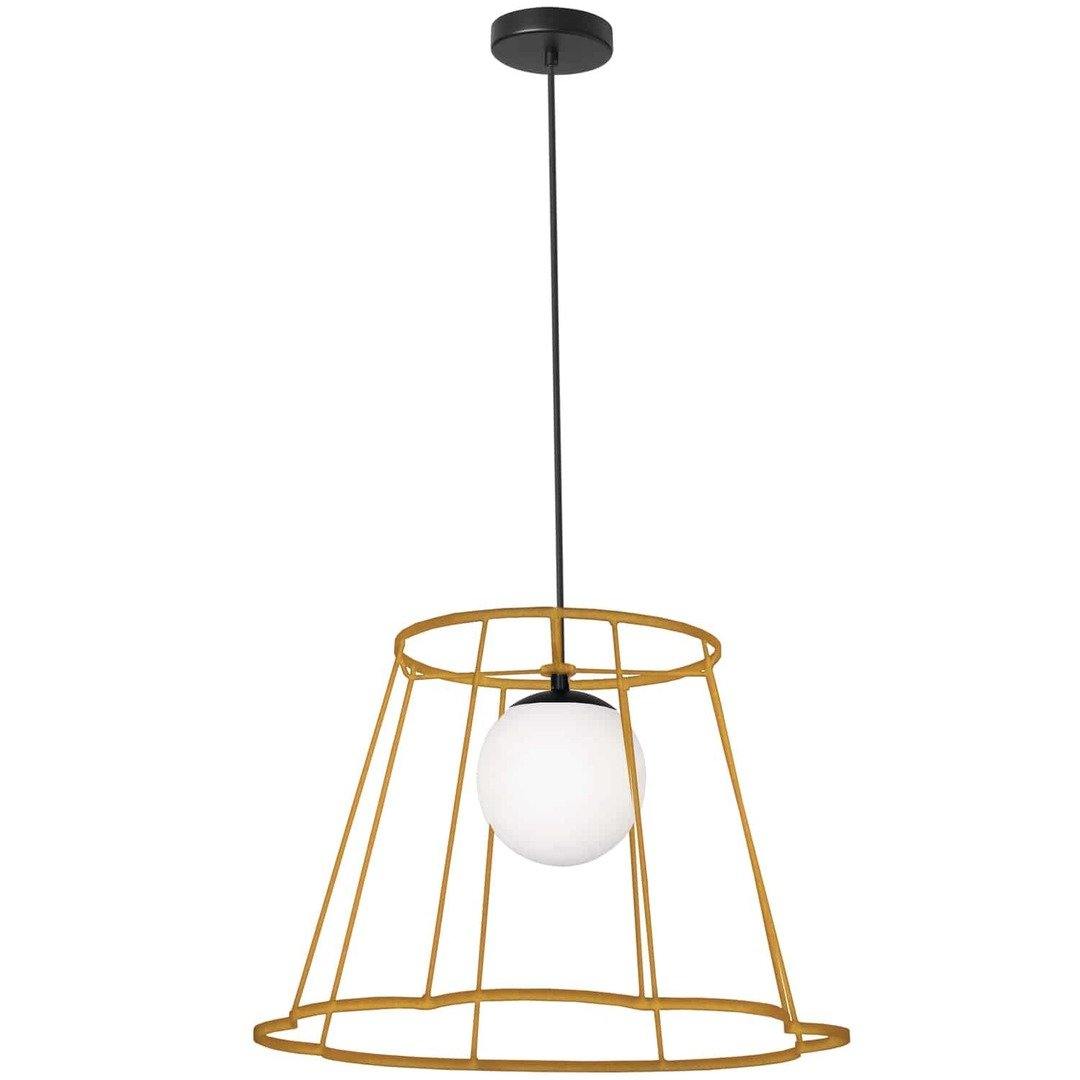 Steel Open Air Frame with Frosted Globe Pendant - LV LIGHTING