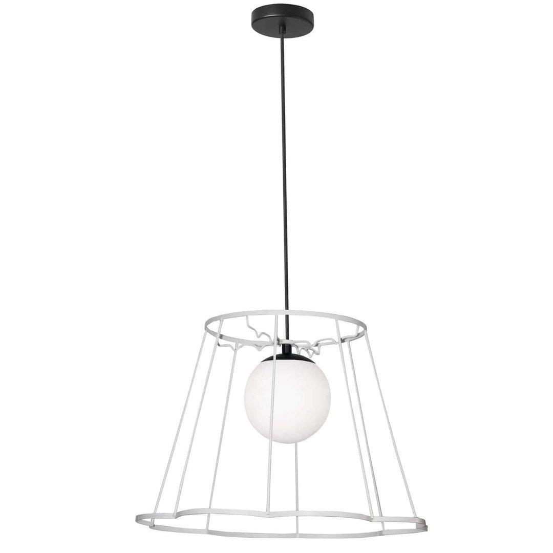 Steel Open Air Frame with Frosted Globe Pendant - LV LIGHTING