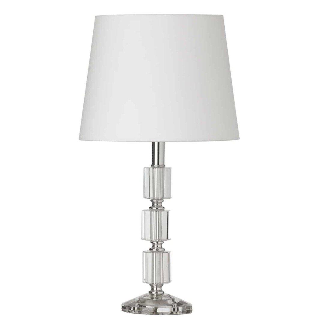 Polished Chrome Glass with White Fabric Shade Table Lamp - LV LIGHTING