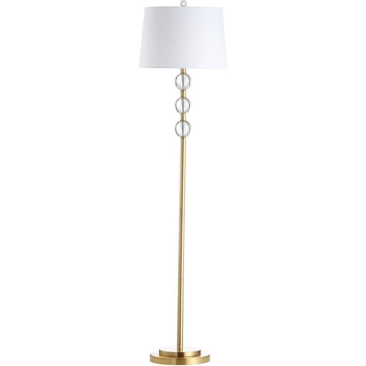 Steel with Clear Glass Orb and White Fabric Shade Floor Lamp - LV LIGHTING