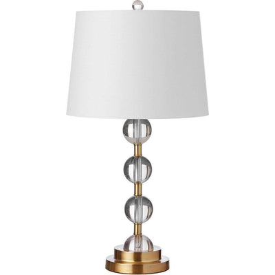 Steel with Clear Glass Orb and White Fabric Shade Table Lamp - LV LIGHTING