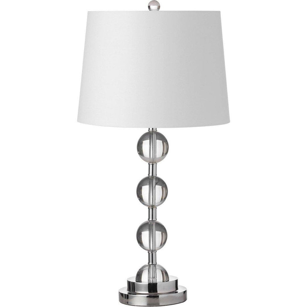 Steel with Clear Glass Orb and White Fabric Shade Table Lamp - LV LIGHTING
