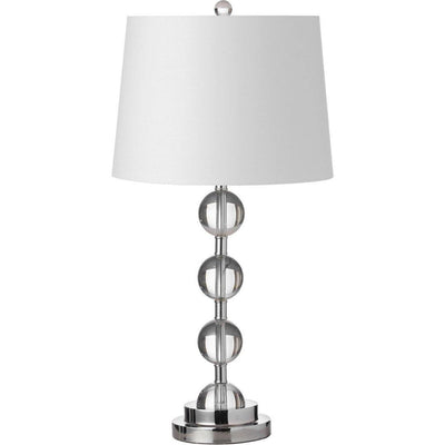 Steel with Clear Glass Orb and White Fabric Shade Table Lamp - LV LIGHTING