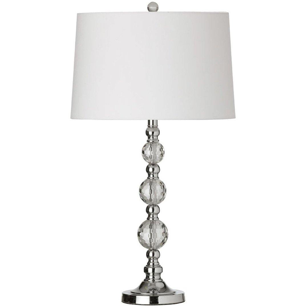 Polished Chrome with Clear Honey Comb and White Fabric Shade Table Lamp - LV LIGHTING