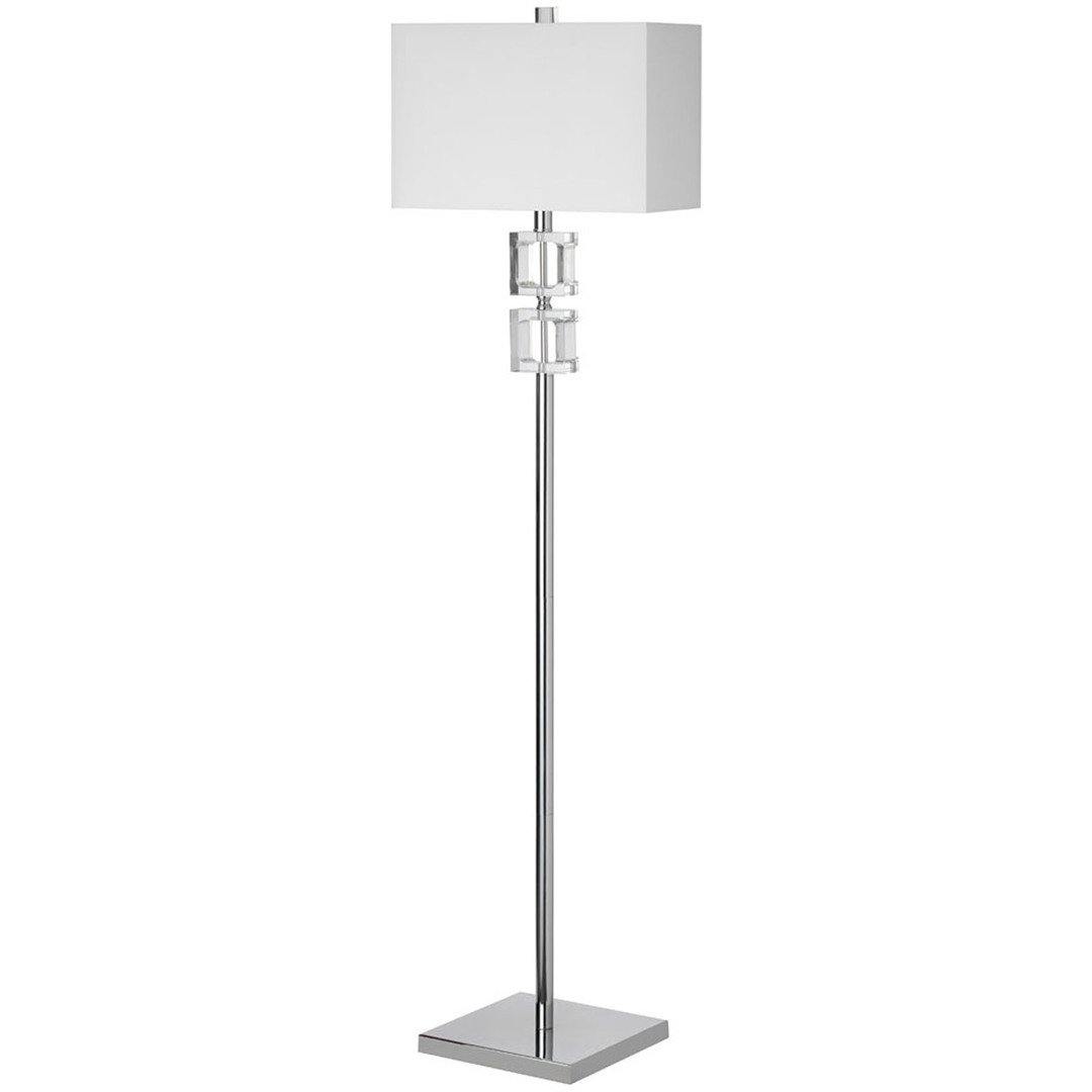 Polished Chrome with Rectangular White Faric Shade Floor Lamp - LV LIGHTING