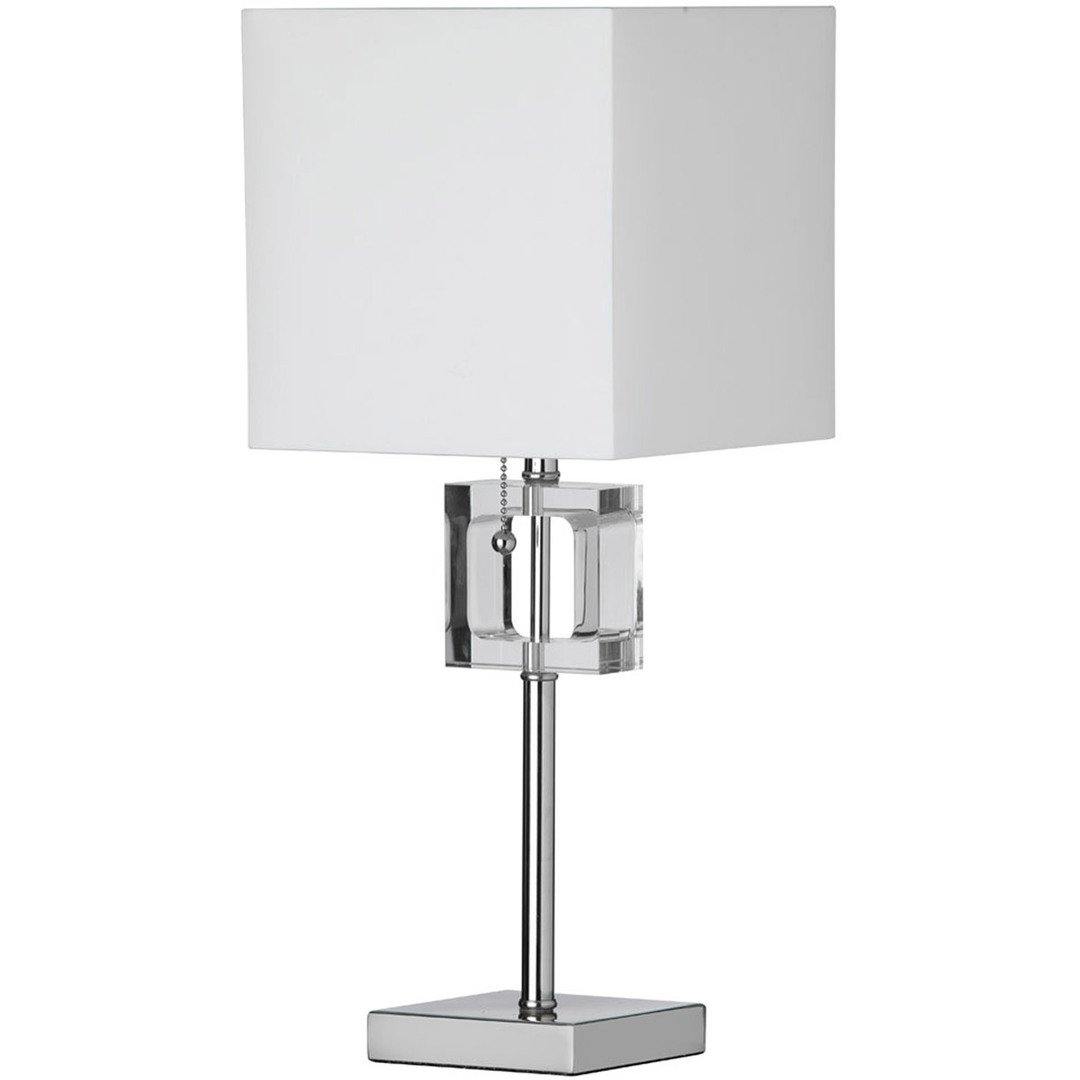 Polished Chrome with Rectagular Glass and Shade Table Lamp - LV LIGHTING