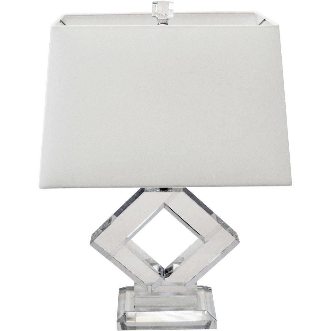 Polished Chrome with Acrylic and White Fabric Shade Table Lamp - LV LIGHTING