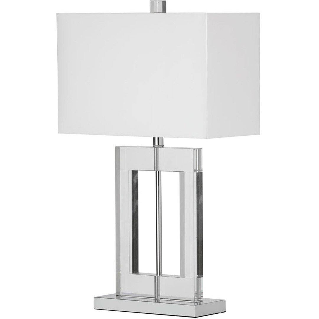 Polished Chrome with Clear Acrylic and White Shade Table Lamp - LV LIGHTING
