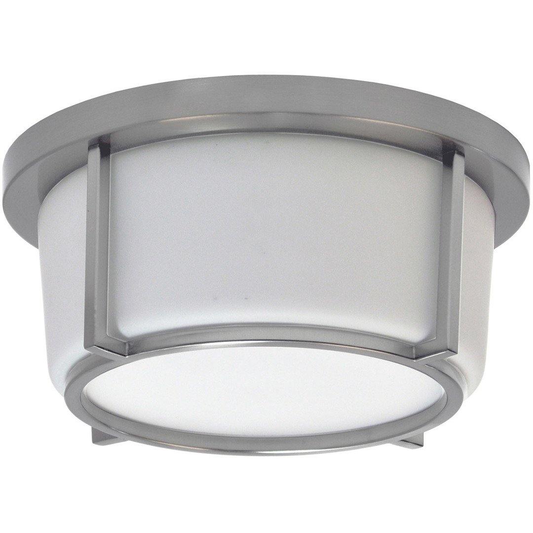 LED Satin Chrome Frame with White Glass Shade Flush Mount - LV LIGHTING