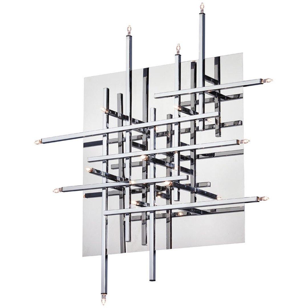 Polished Chrome Square with Rectangular Rod Wall Sconce - LV LIGHTING