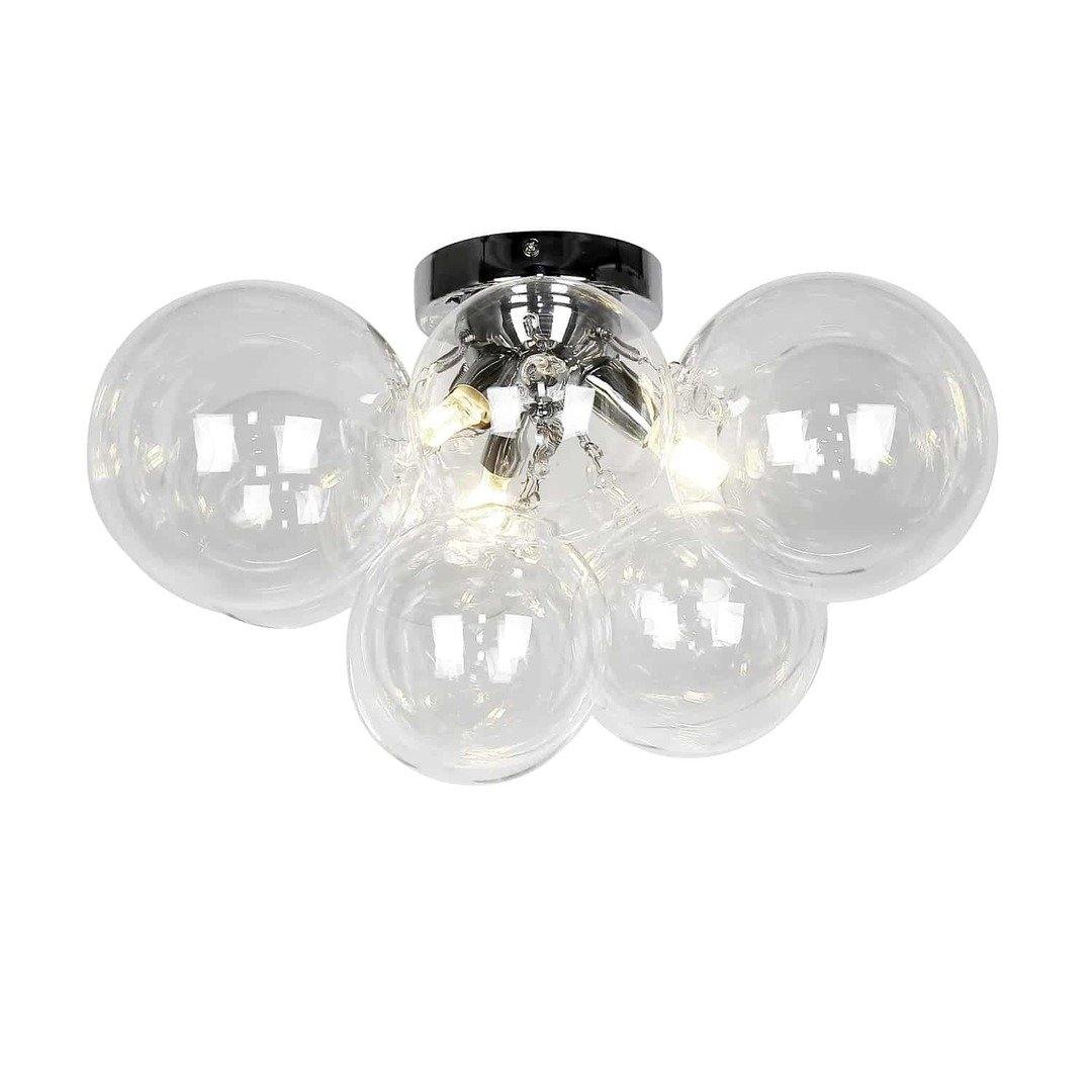 Steel with Glass Globe Flush Mount - LV LIGHTING