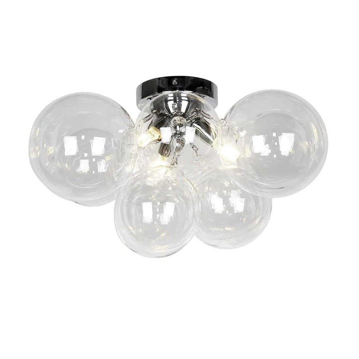 Steel with Glass Globe Flush Mount - LV LIGHTING