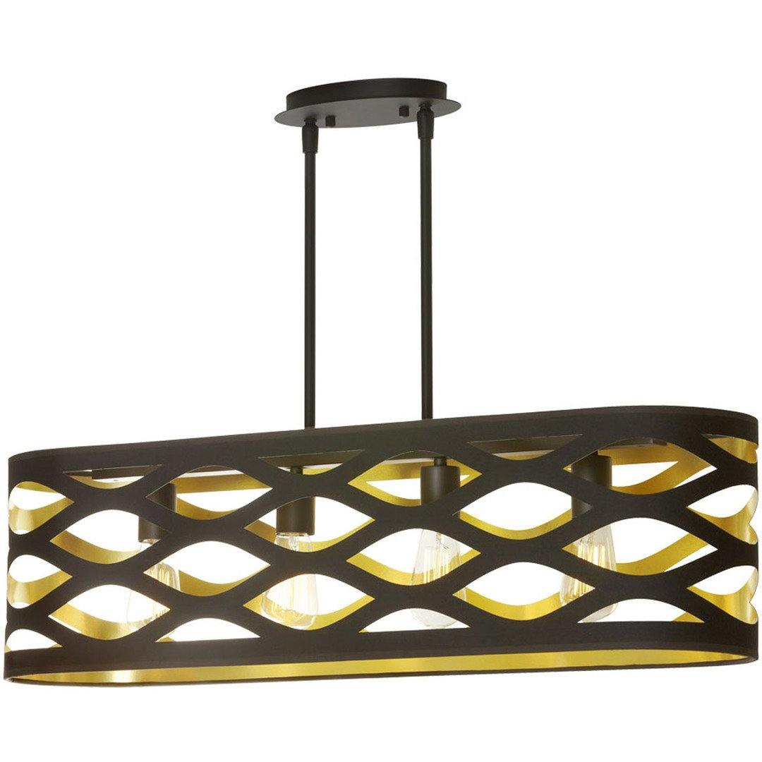 Black with Gold Hollow Shade Linear Pendant - LV LIGHTING