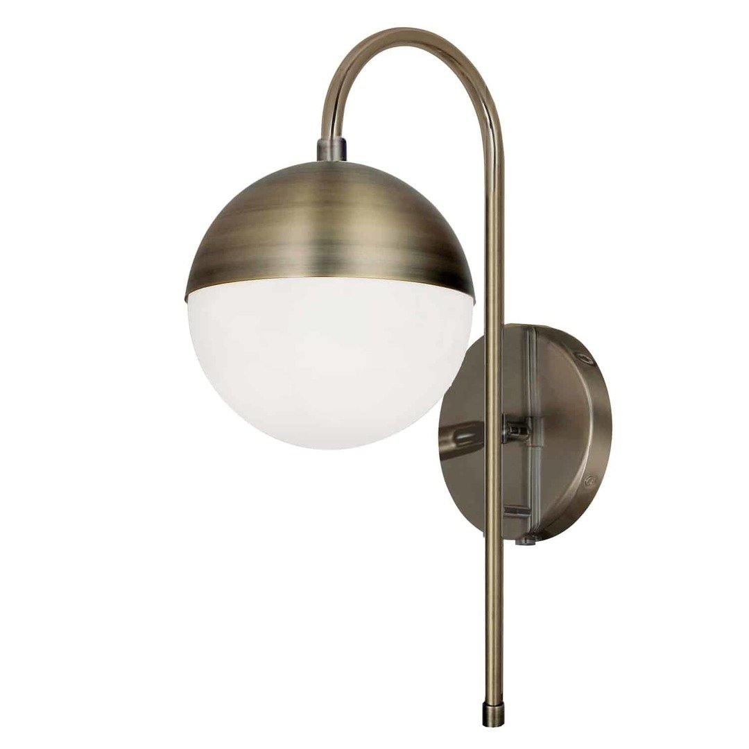 Steel with Frosted Glass Globe Curve Arm Wall Sconce - LV LIGHTING