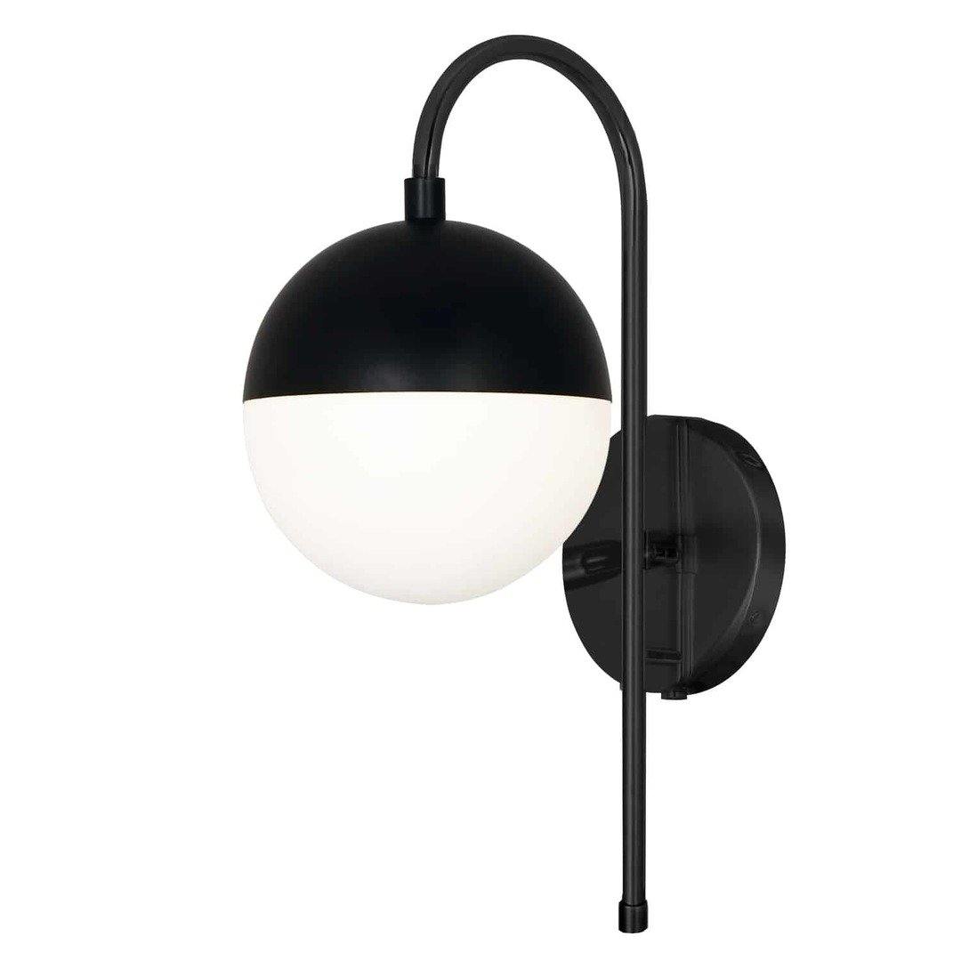 Steel with Frosted Glass Globe Curve Arm Wall Sconce - LV LIGHTING