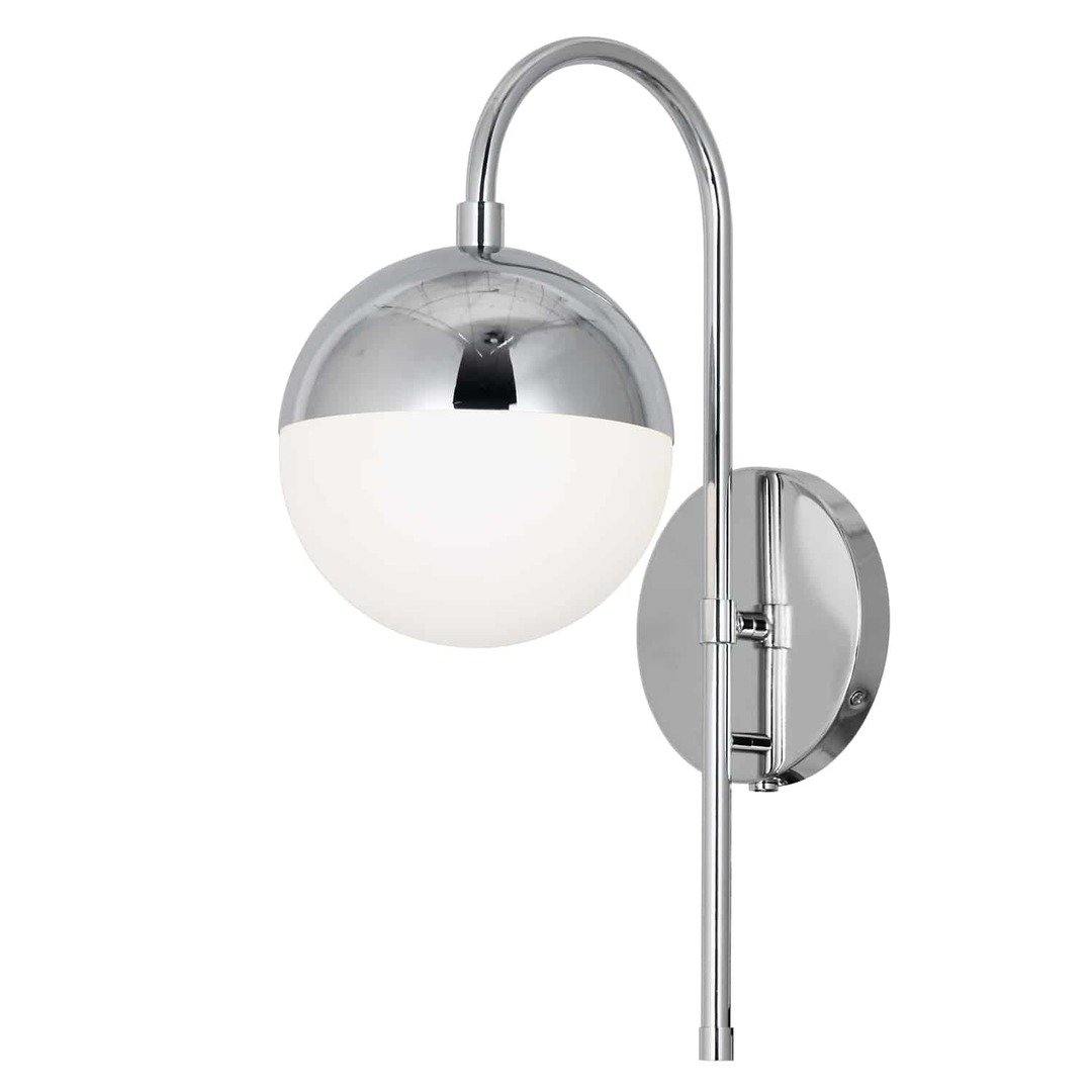 Steel with Frosted Glass Globe Curve Arm Wall Sconce - LV LIGHTING
