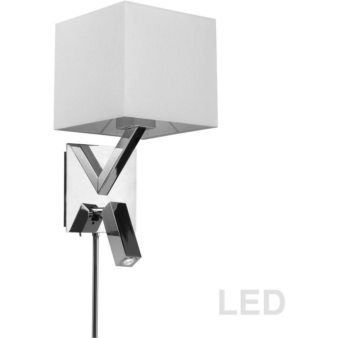 Steel with Square Fabric Shade and LED Reading Light Wall Sconce - LV LIGHTING