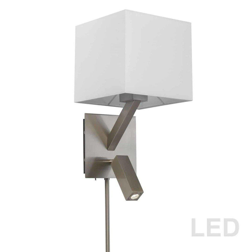 Steel with Square Fabric Shade and LED Reading Light Wall Sconce - LV LIGHTING