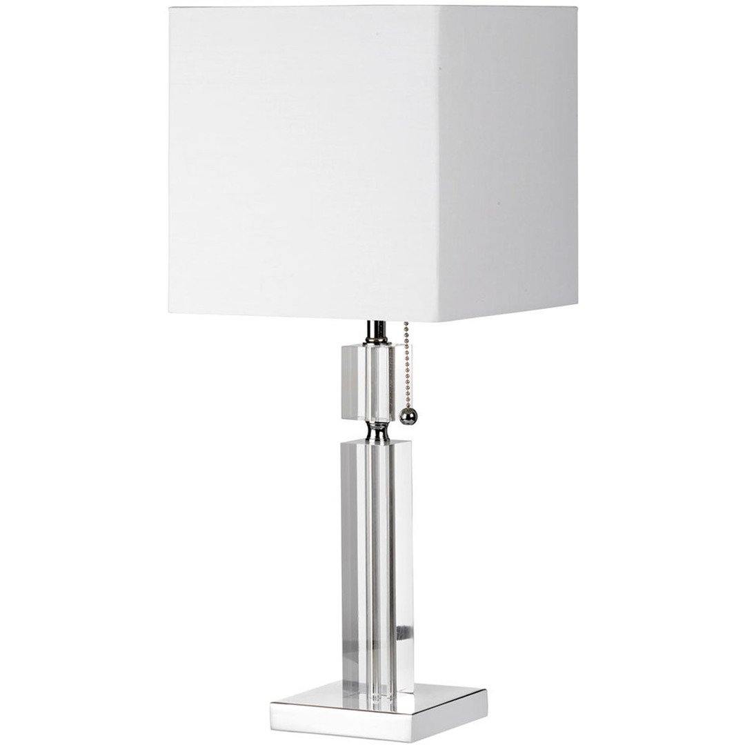 Polished Chrome with Acrylic and Square Fabric Shade Table Lamp - LV LIGHTING