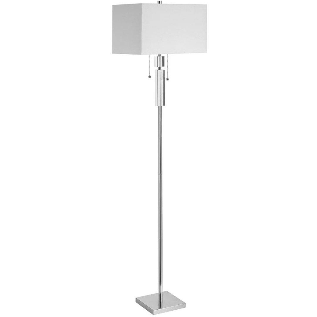 Polished Chrome with Acrylic and Square Fabric Shade Floor Lamp - LV LIGHTING