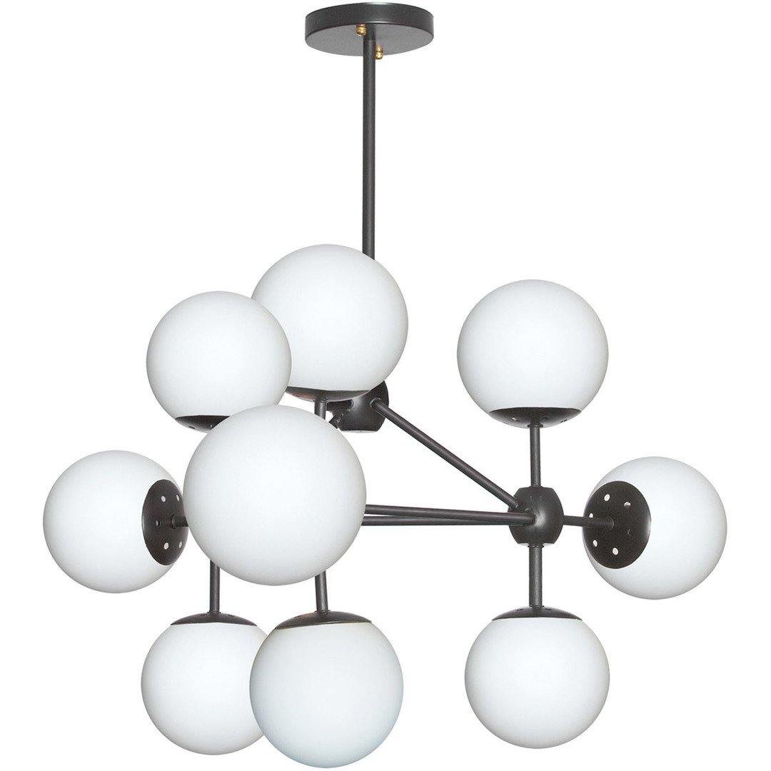 Black with White Glass Globe Chandelier - LV LIGHTING