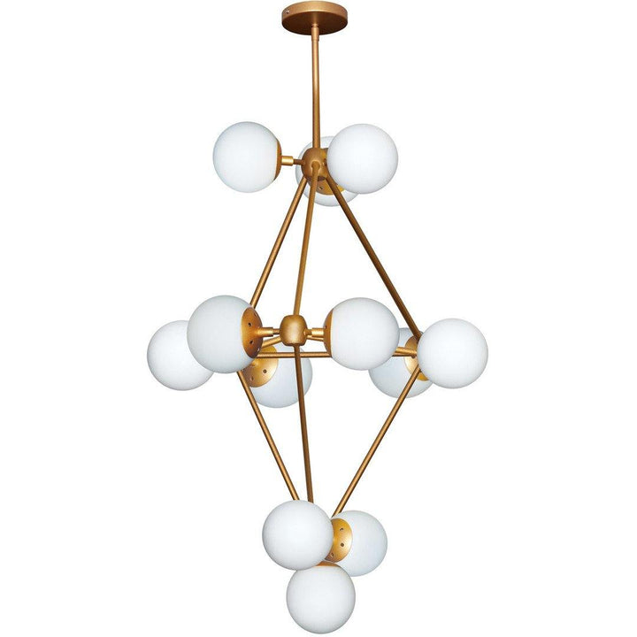 Steel with Frosted Glass Globe Candelier - LV LIGHTING
