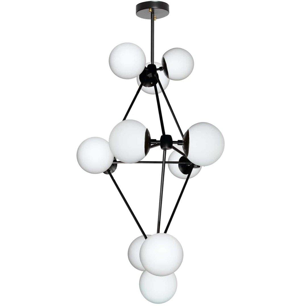 Steel with Frosted Glass Globe Candelier - LV LIGHTING