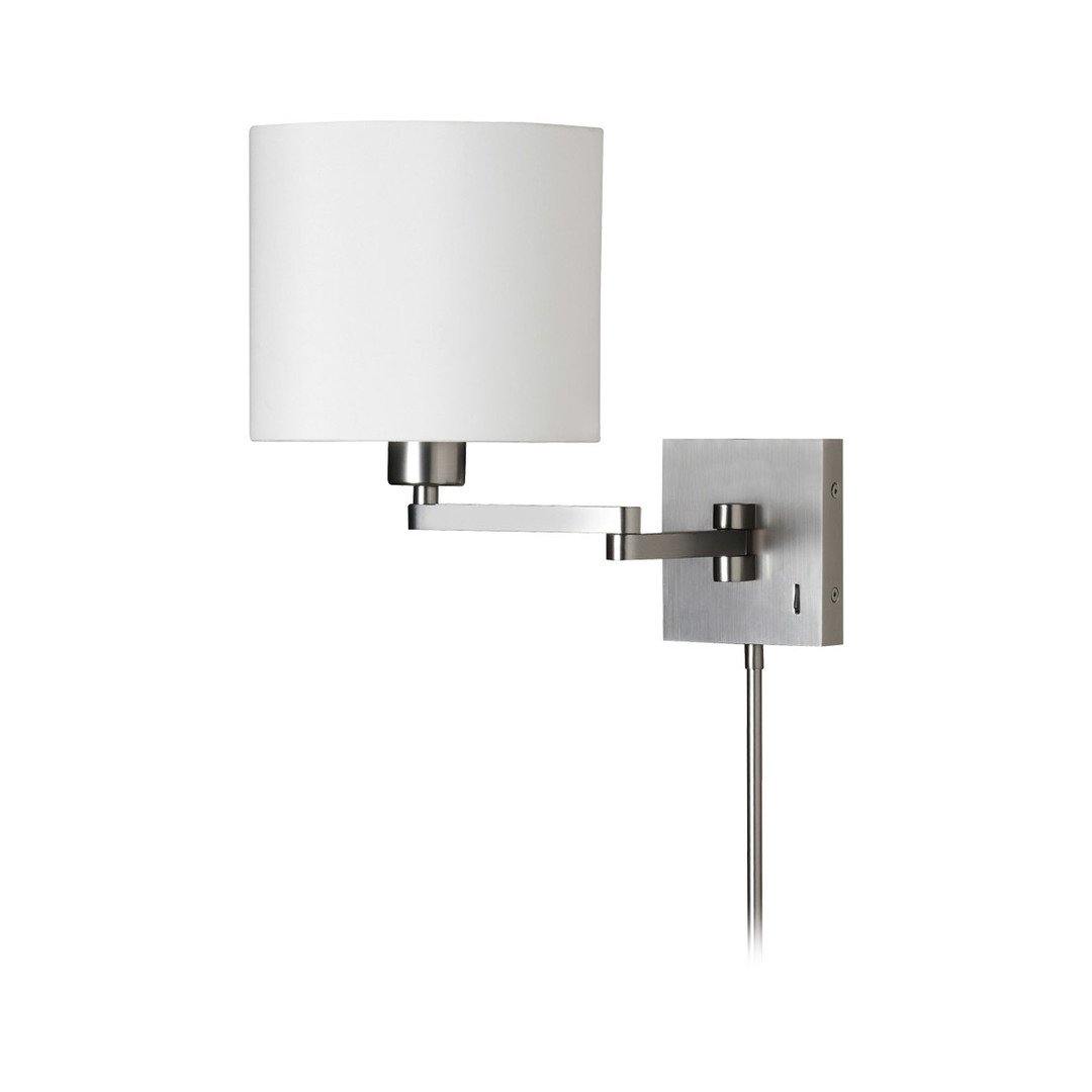 Satin Chrome with Adjustable Arm and White Fabric Shade Wall Sconce - LV LIGHTING