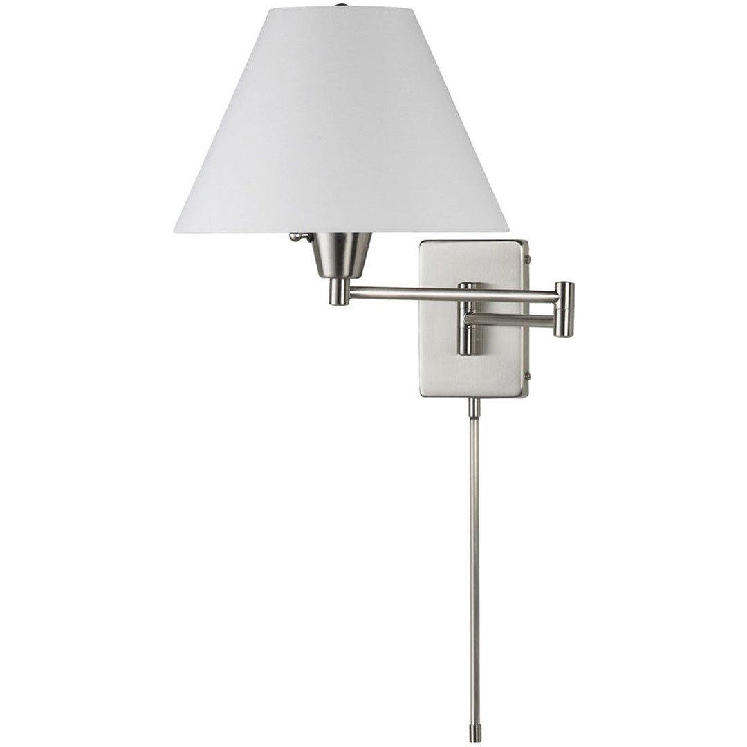 Satin Chrome with White Fabric Shade Wall Sconce - LV LIGHTING