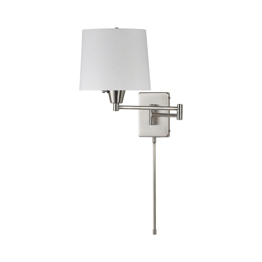 Satin Chrome with White Fabric Shade Wall Sconce - LV LIGHTING