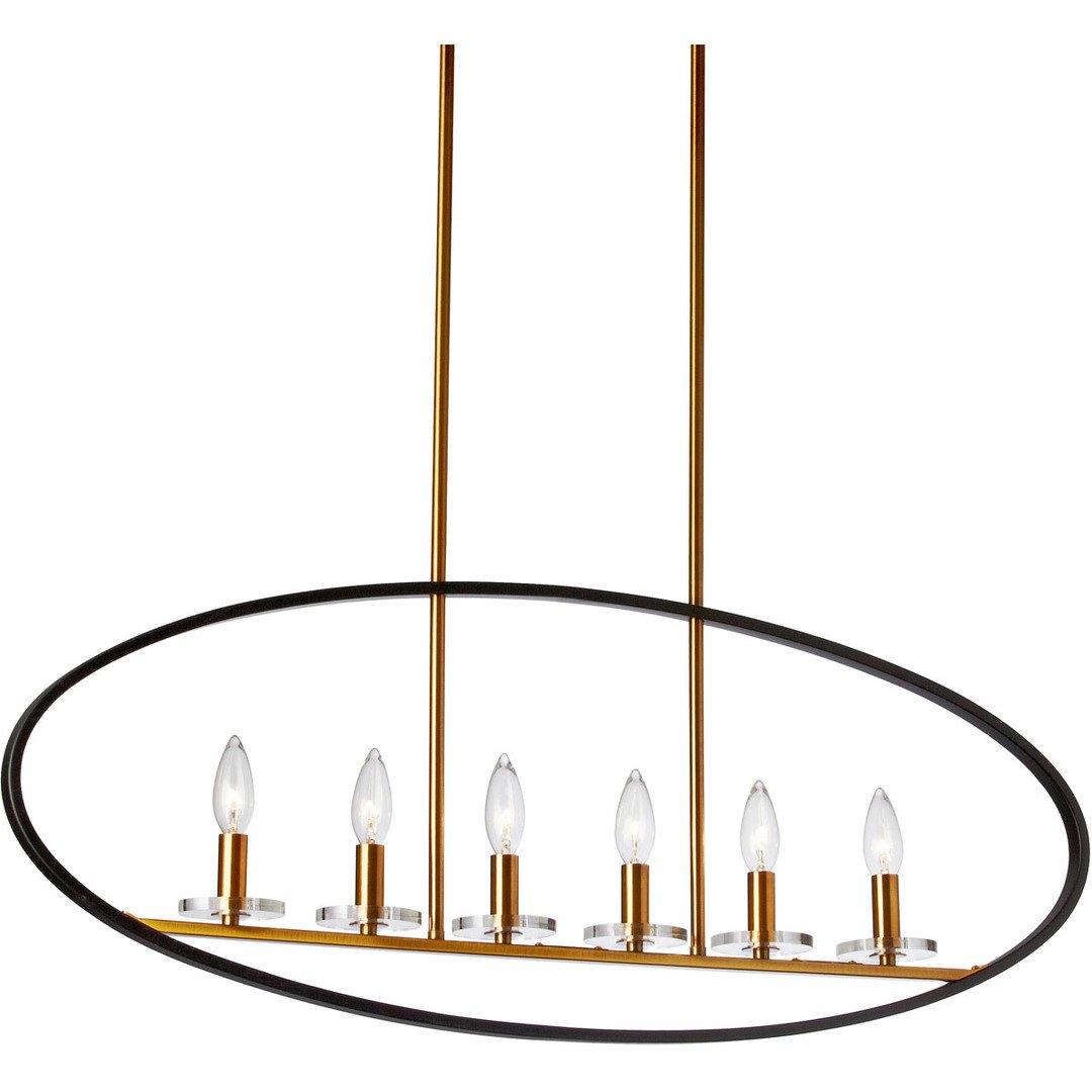 Matte Black Oval Ring with Vintage Bronze Linear Pendant - LV LIGHTING
