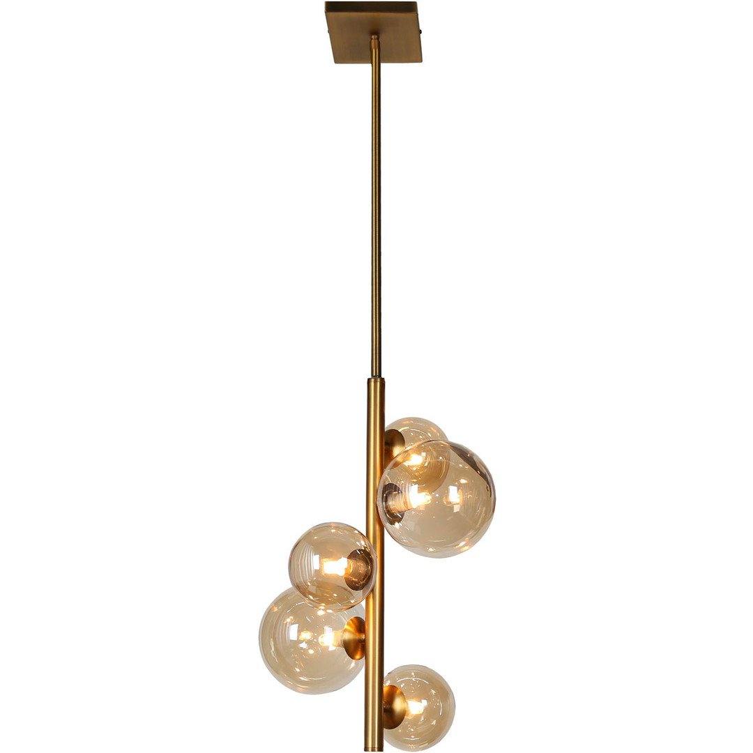 Vintage Bronze with Amber Glass Globe Pendant - LV LIGHTING