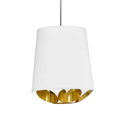 Steel with Fabric Shade with Gold Jewel Tone Pendant - LV LIGHTING